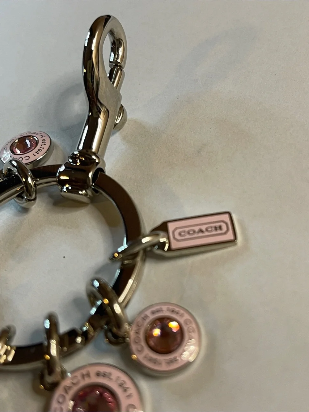 COACH Pink Crystal Charm Keyring/Bag Charm